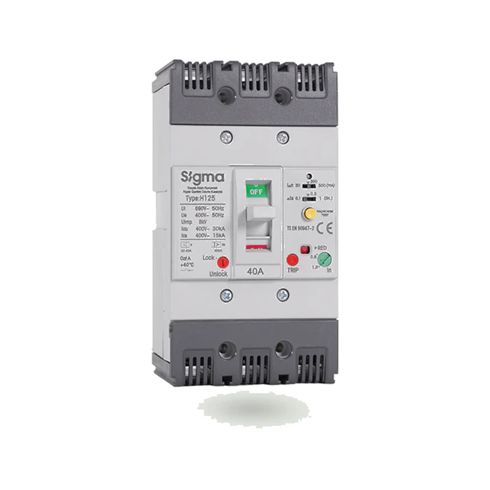Sigma 4J125025 J125 25A 4P 36kA KAÇAK AKIM ALGILAMALI TERMİK AYARLI AG DEVRE KESİCİ+AÇTIRMA BOBİNLİ